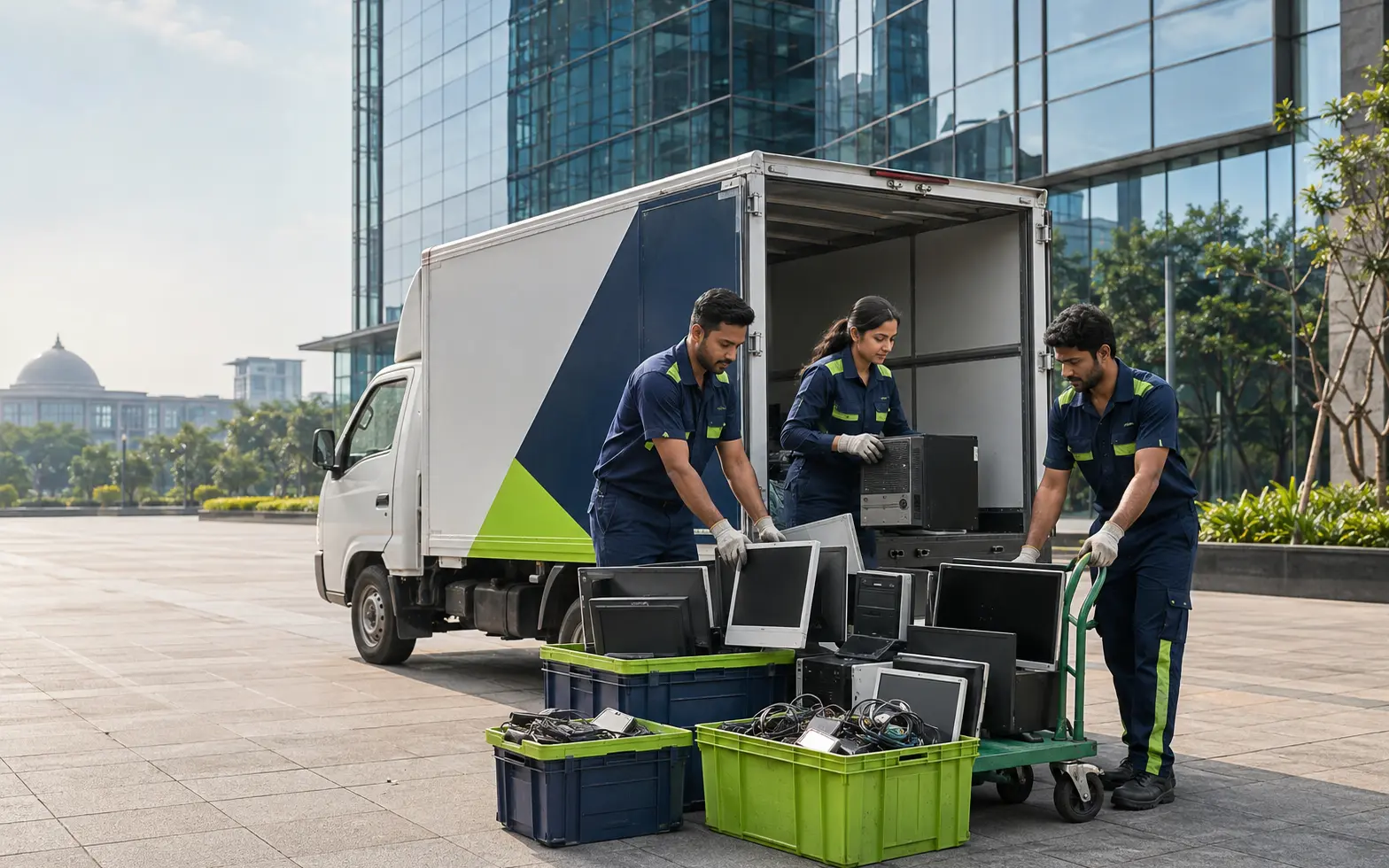 Scrap Zee team collecting computers and electronic waste in Hyderabad